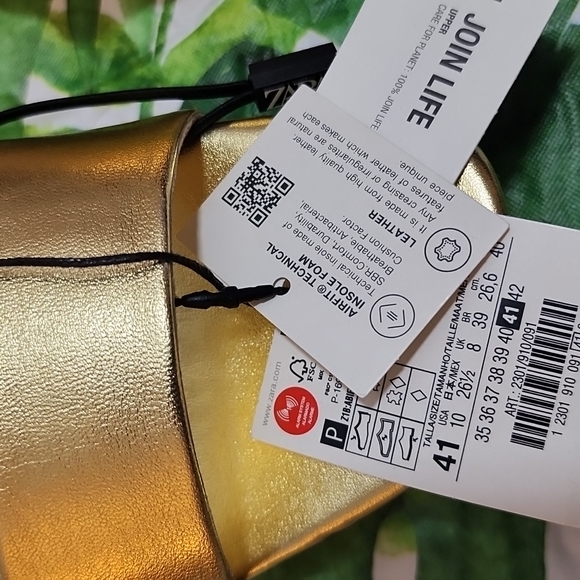 NWT ZARA GOLD LEATHER PLATFORM HIGH HEELED SANDAL, SIZE 10 - Picture 15 of 16